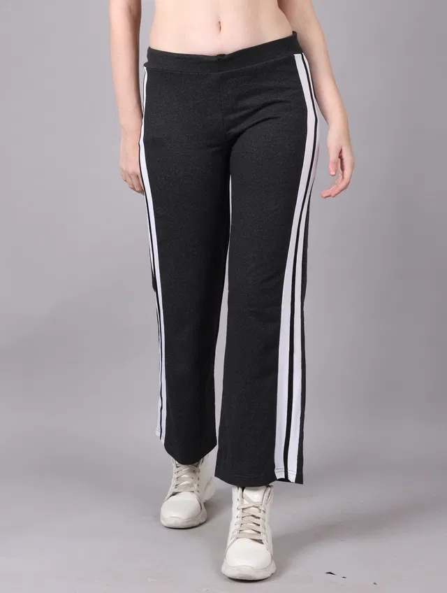 Cotton Colorblocked Trackpant for Women (Black, XXL)