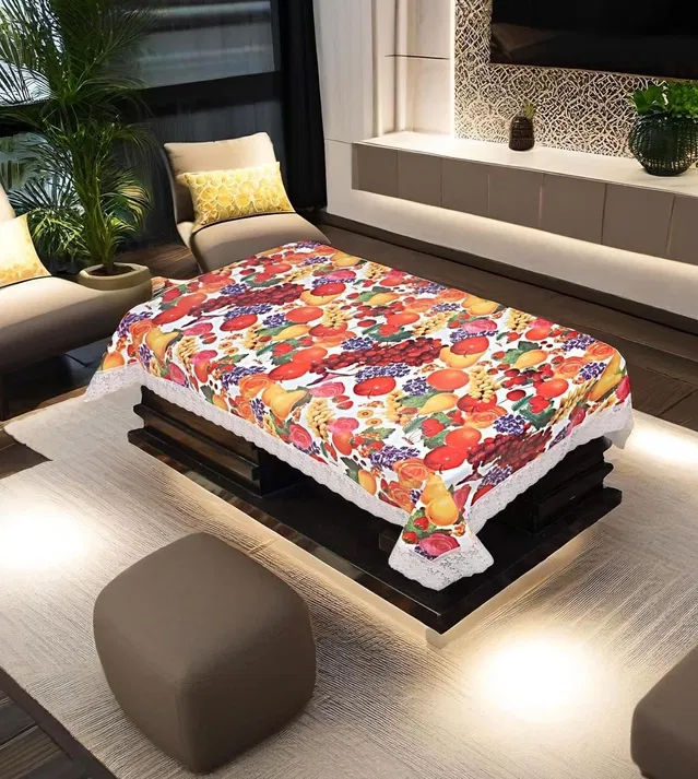 PVC Printed 4 Seaters Table Cover (Multicolor, 40x60 inches)