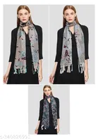 Poly Chiffon Printed Scarves for Women, Multicolor, Pack of 3