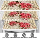 PVC Printed Fridge Top Cover with 3 Pcs Shelf Mats & Handle Cover 