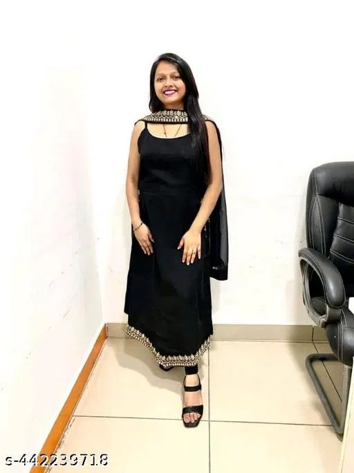 Kashvi Voguish Kurta Sets for Women (Black, L)