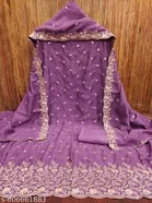 Lucknowi Embroidered Vichitra Silk Unstitched Dress Material 