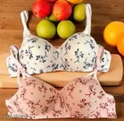 Cotton Printed Bra for Women & Girls, Multicolour, Pack of 3 