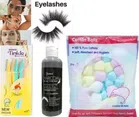 Combo of Face Razor (3 Pcs) with Eyelashes, Cotton Balls & Charcoal Cleansing Milk (Set of 4)