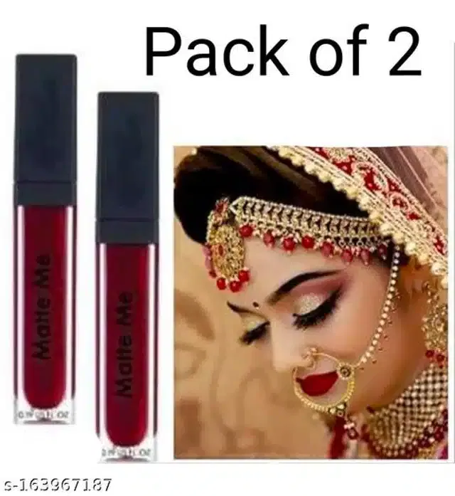 Waterproof Liquid Matte Lipsticks (Maroon, Pack of 2)