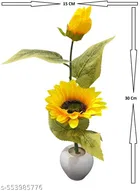 Plastic Artificial Flower With Pot,Multicolour,Set Of 2