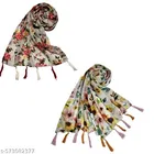 Poly Chiffon Scarves for Women, Multicolor, Pack of 2