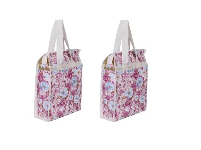 Canvas Lunch Box Bags (Pink, Pack of 2)