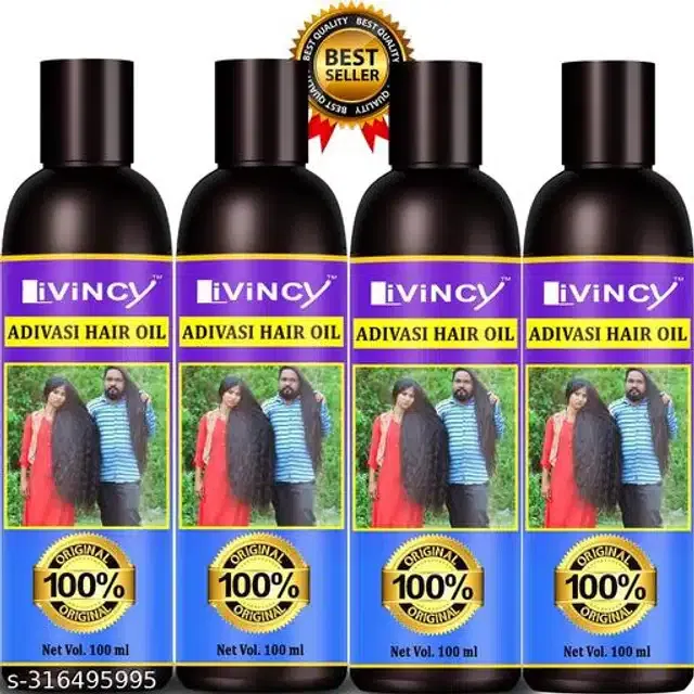 Livincy Adivasi Hair Oil (100 ml, Pack of 4)