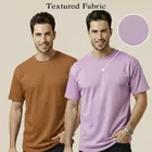 Polyester Round Neck T-shirt for Men, Multicolour, Pack of 2 