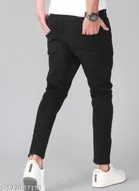 Denim Slim Fit Jeans for Men (Black, 38)