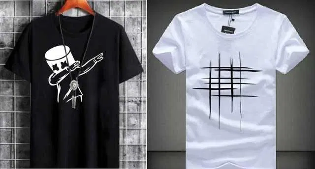 Stylesmyth Casual Cotton Blend Half Sleeves T-shirt For Men (2) (Black & White, M) (S-10)