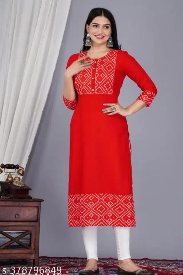 Rayon Solid Kurti for Women (Red, 5XL)