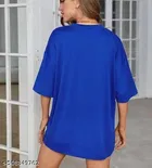 Cotton Blend Printed T-shirt for Women, Blue 