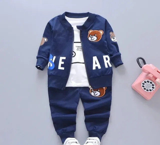 Hosiery Printed Clothing Set for Kids (Navy Blue, 9-12 Months)