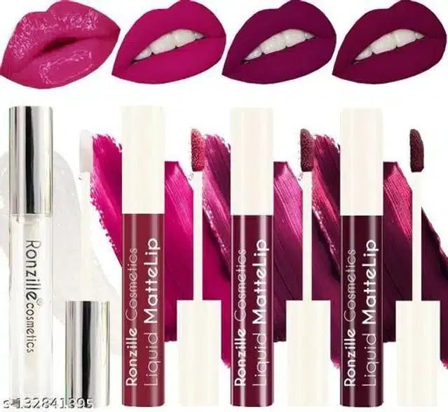 Ronzille Liquid Matte Lipsticks (Multicolor, Pack of 4)