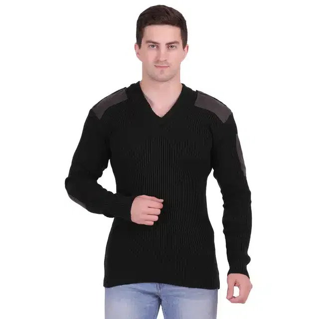 Men's Casual Sweater (Oilve, XL) (A-49)