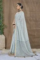 Silk Woven Design Saree for Women, White 
