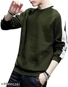 Cotton Blend Solid T-Shirt for Men, Olive 