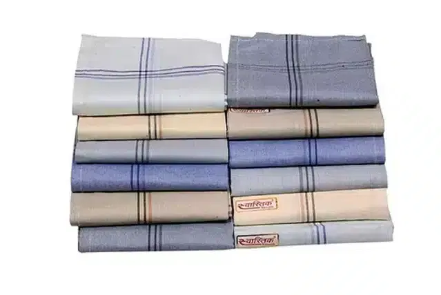 Cotton Blend Handkerchiefs for Men (Pack of 12) (Multicolor, 18x18 cm)