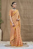 Silk Woven Design Saree for Women, Orange 