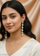 Alloy Kundan Earring for Women & Girls, White
