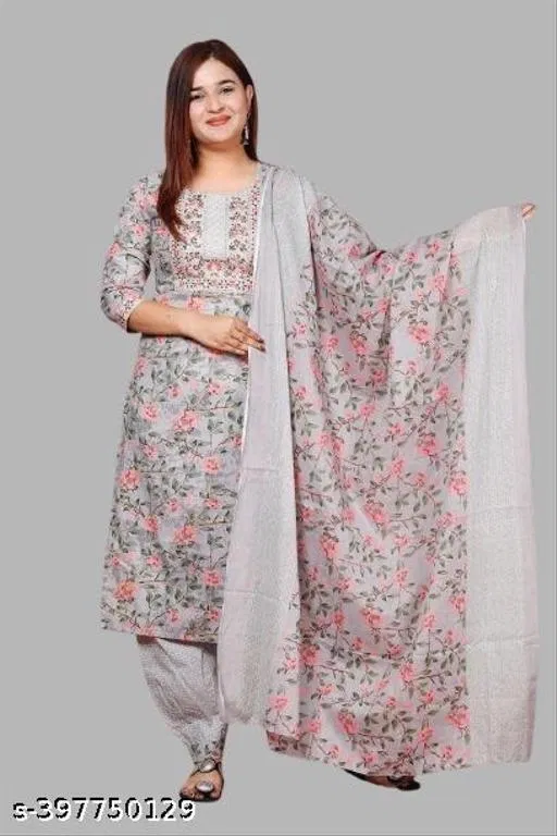 Kurta Set for Women (Grey, XL)