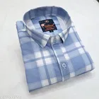 Cotton Blend Checkred Shirt for Men, Sky Blue 
