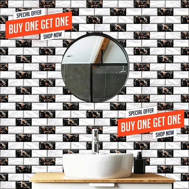 Vinyl Wallpaper for Kitchen Wall (Multicolor, 100x40 cm) (Pack of 2)