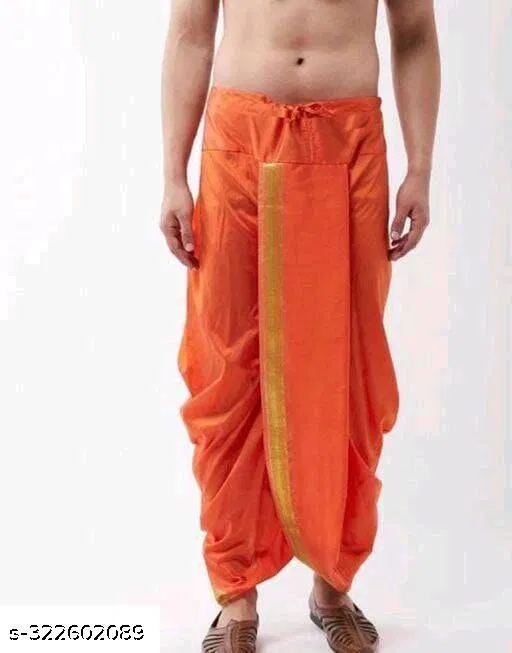Dhoti for Men (Orange, Free Size)