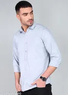 Polycotton Solid Shirts for Men, Grey 