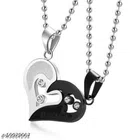 Pendant with Chain (Silver & Black, Set of 2)