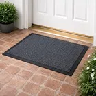 Stripe Charcoal Grey Non-Slip Rubber Backing Felt Doormat [40x60]