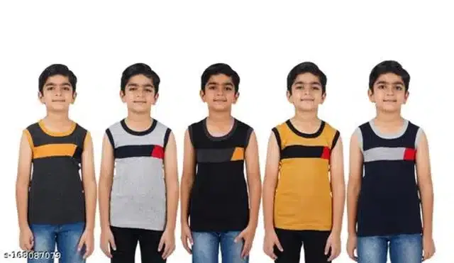Cotton Vest for Boys (Multicolor, 4-5 Years) (Pack of 5)