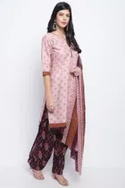 Cotton Blend Printed Salwar Suit for Women 