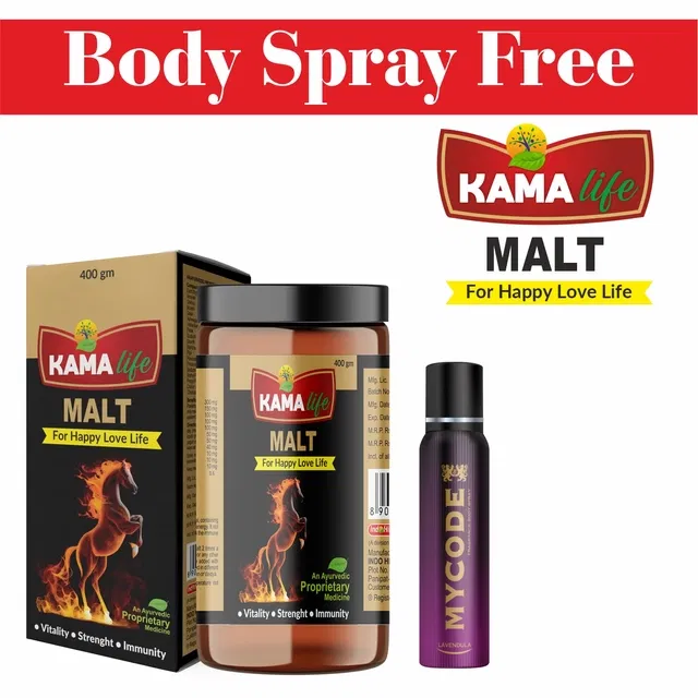 Ayurvedic Kama Life Malt Good Health Powder (400 g) with Free Mycode Lavendula Body Spray Deodorant (150 ml) (Set of 2)