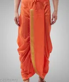 Silk Solid Dhoti for Boys (3-4 Years, Orange)