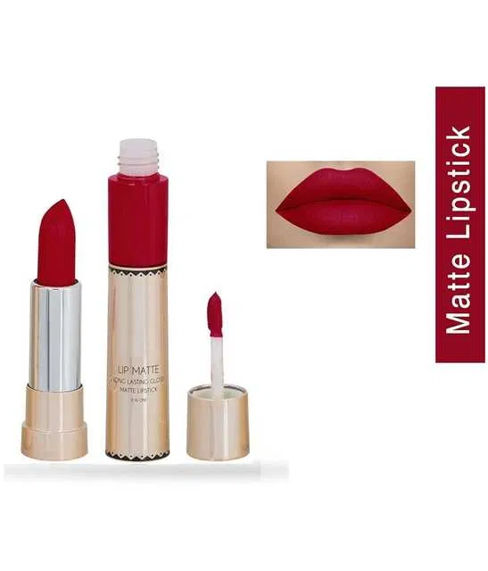 Lenon Makeup Accessory Beauty 2 in 1 Lipsticks & Lip Gloss Liquid Red (12 g) (D162)