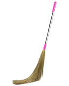 Good Vibes Grass Broom with Long Steel Handle 