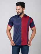 Lycra solid Shirt for Men, Red & Blue 