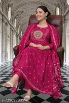 Ethnic Motif Flared Acrylic Kurti for Women 
