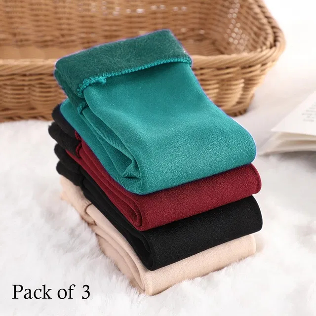 Woolen Solid Socks for Women (Multicolor, Set of 3)