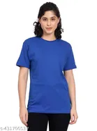 Round Neck T-Shirt for Women (Blue, M)