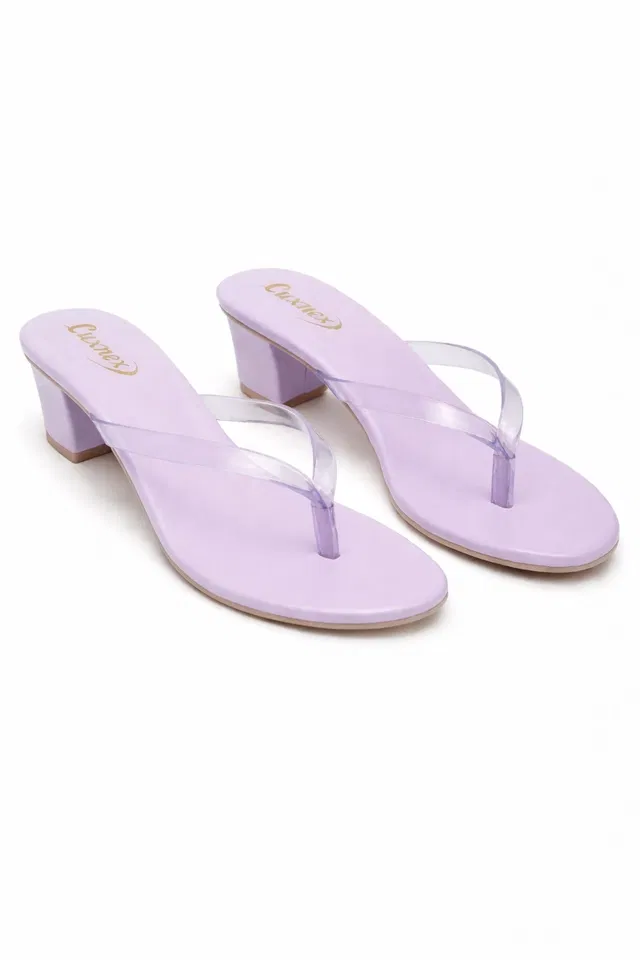 Solid Block Sandals for Women (Purple, 6)