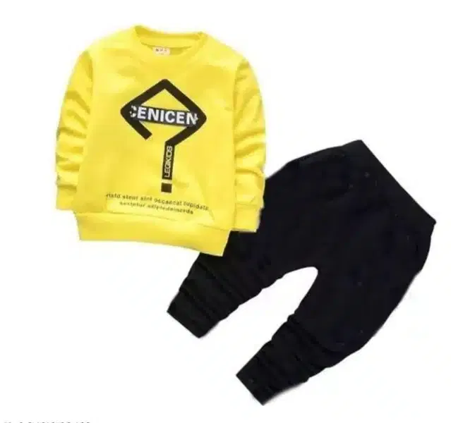 Hosiery Top & Bottom Set for Kids (Yellow, 12-18 Months)
