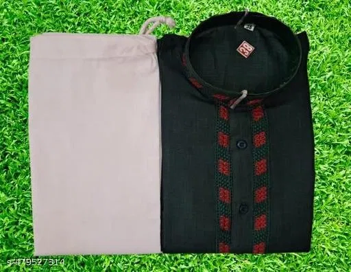 Solid Show Button Kurta Set for Men (XXL)
