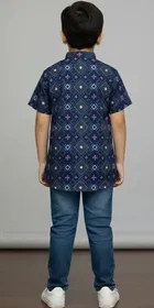 Cotton Blend Shirt For Boys, Blue 
