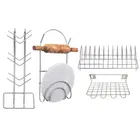 Stainless Steel Cup Stand & Plate Stand with Utensil Holder & Chakla Belan Stand 
