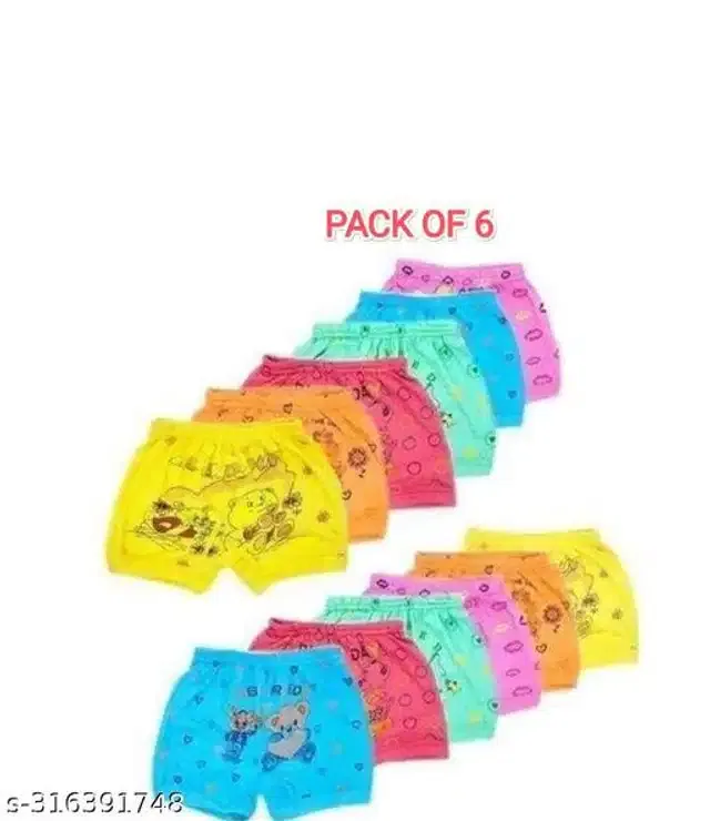 Cotton Innerwear Shorts for Kids (Multicolor, 3-4 Years) (Pack of 6)