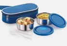 Stainless Steel Lunch Box with Bag Set (Multicolor, Set of 1)